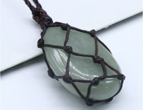 Green Aventurine Water drop semi-precious stone net bag pendant