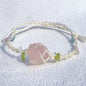 Rose Quartz Natural crystal raw stone net bag woven bracelet