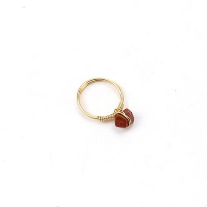 Unique Handmade Wrapped Natural Crystal Chip Agate Ring