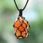 Red Agate Raw stone net bag pendant