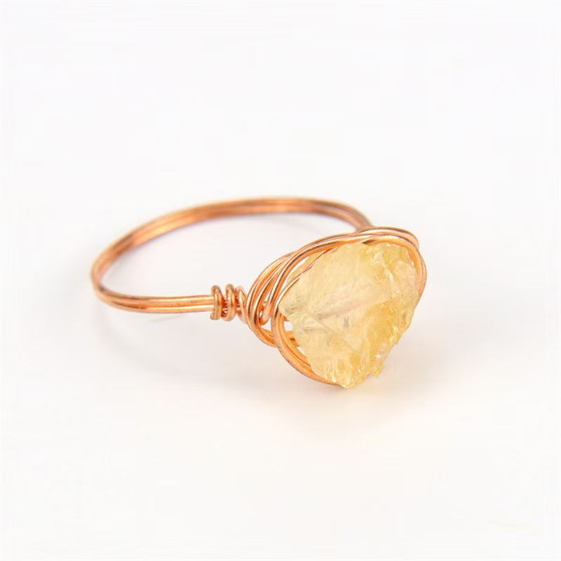 Unique Handmade Wrapped Natural Crystal Chip Agate Ring