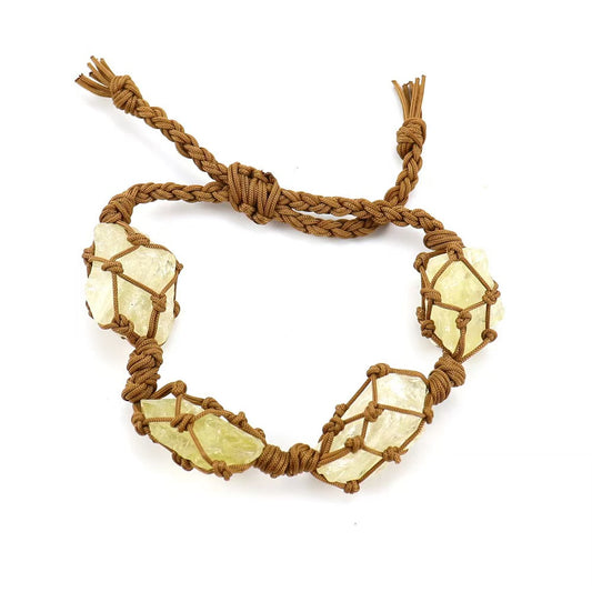 Citrine Handmade woven crystal raw stone net bag bracelet