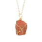 Irregular Natural Crystal Tiger Stone Raw Pendant Handmade Wrapped Stone Necklace