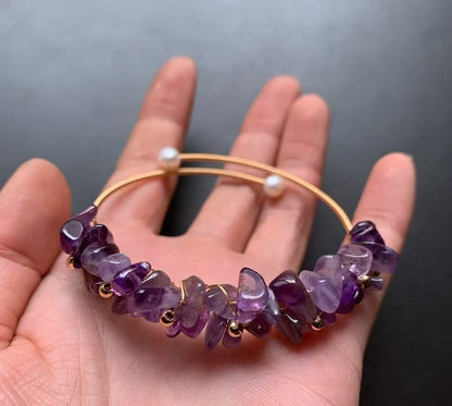 Natural Moonstone Garnet Purple and Pink Agate Bracelet