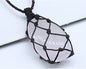 Rose quartz Water drop semi-precious stone net bag pendant