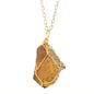 Irregular Natural Crystal Tiger Stone Raw Pendant Handmade Wrapped Stone Necklace