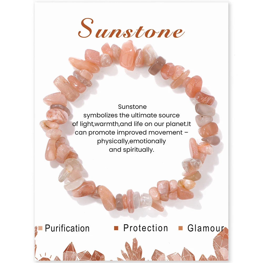 Sunstone Irregular Gravel Crystal Bracelet