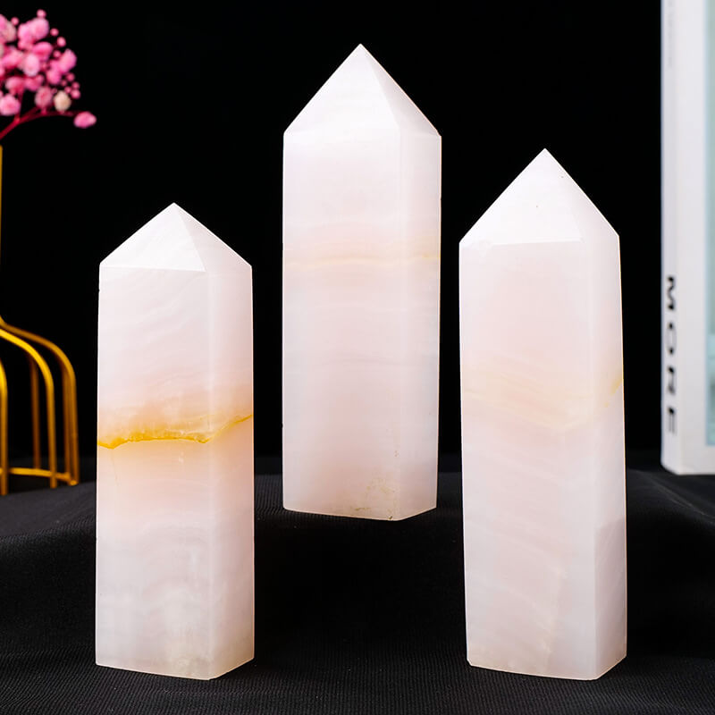 Mangano Calcite Tower Large Pink Point Crystal