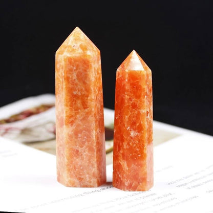 Natural Point Sunstone Crystal Healing Stone Tower