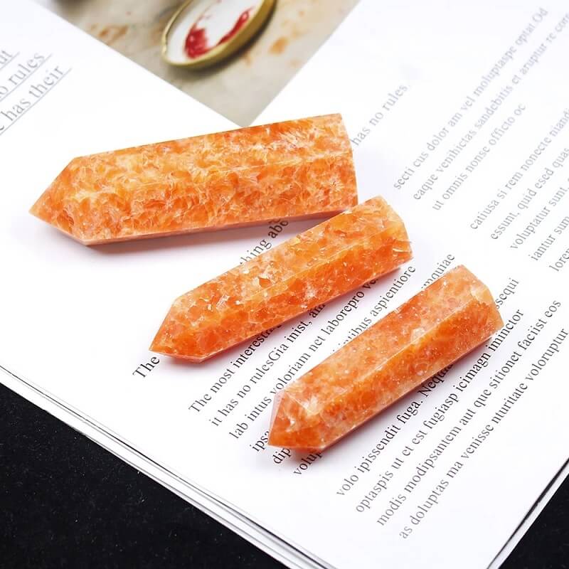 Natural Point Sunstone Crystal Healing Stone Tower