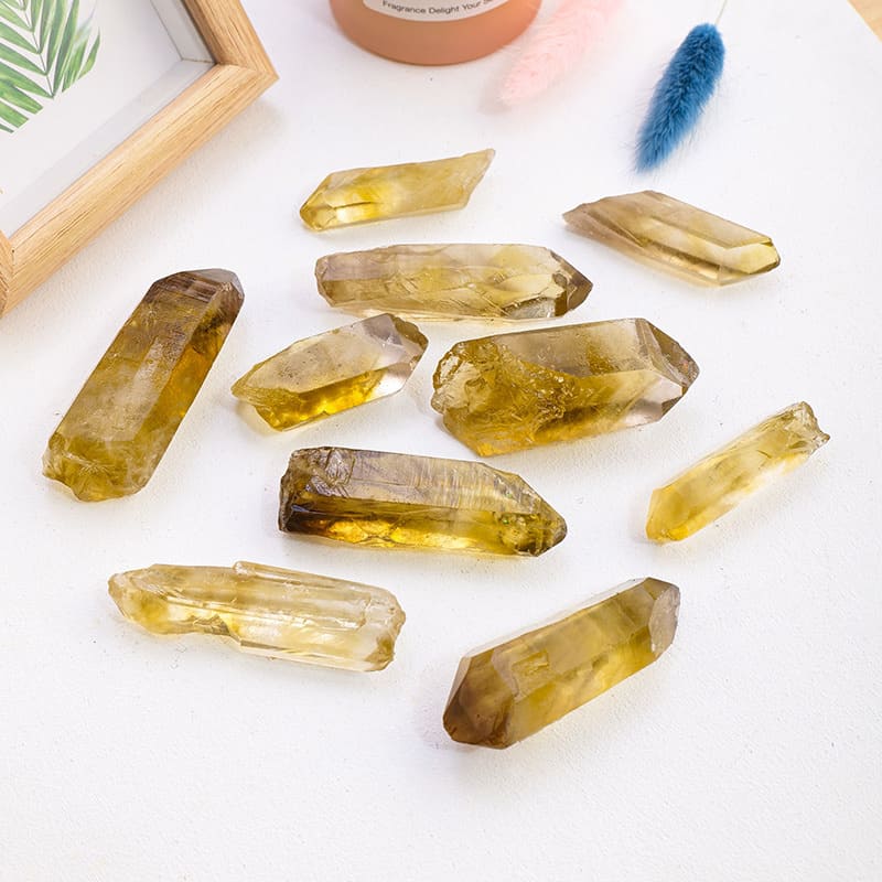 Natural Raw Citrine Wand Bulk Double Ended