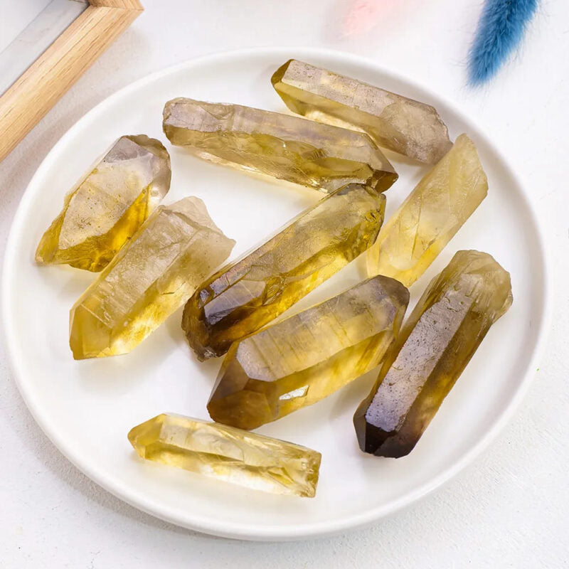 Natural Raw Citrine Wand Bulk Double Ended