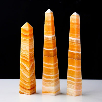 Natural Large Yellow Calcite Point Tower