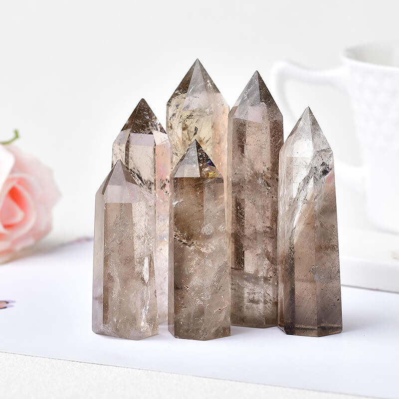 Smoky Quartz Crystal Point Tower