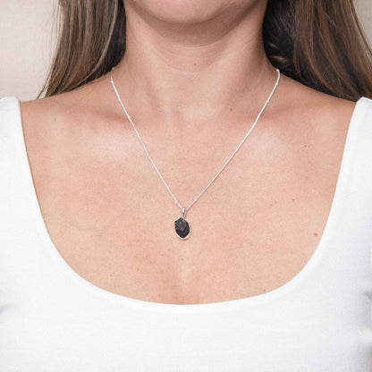 Black Tourmaline Raw Crystal Necklace