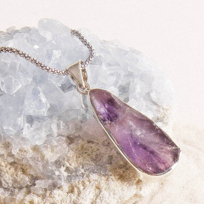 Genuine Raw Amethyst Teardrop Necklace - Limited Edition