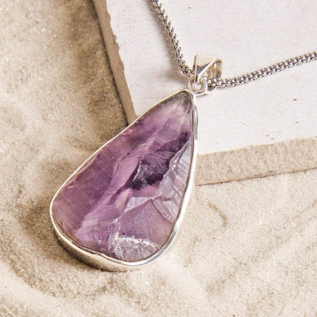 Genuine Raw Amethyst Teardrop Necklace - Limited Edition