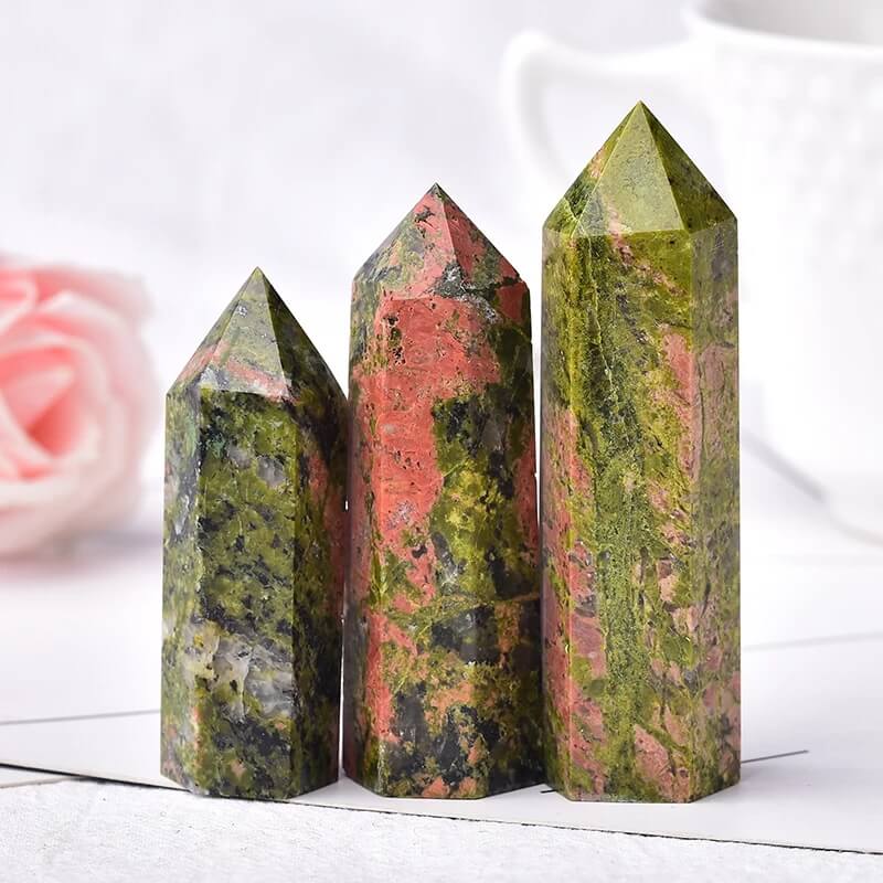 Unakite Crystal Point Healing Tower