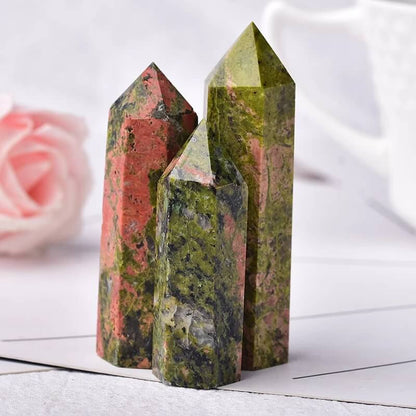 Unakite Crystal Point Healing Tower