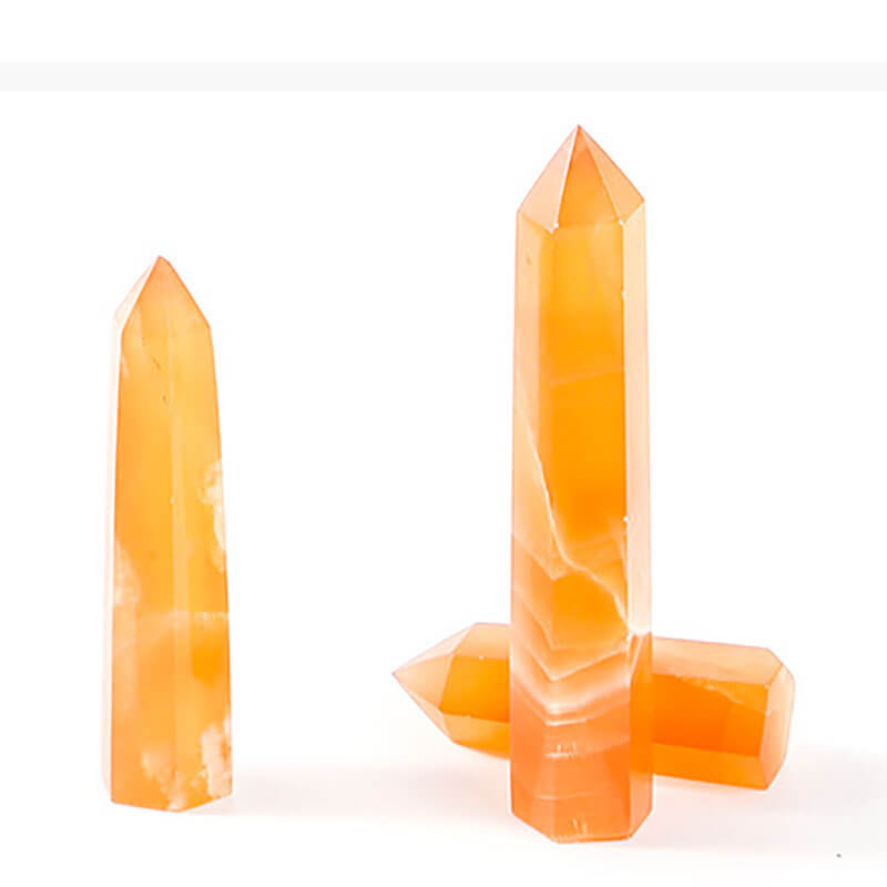 Yellow Honey Calcite 4′′ Hexagonal Pointed Tower