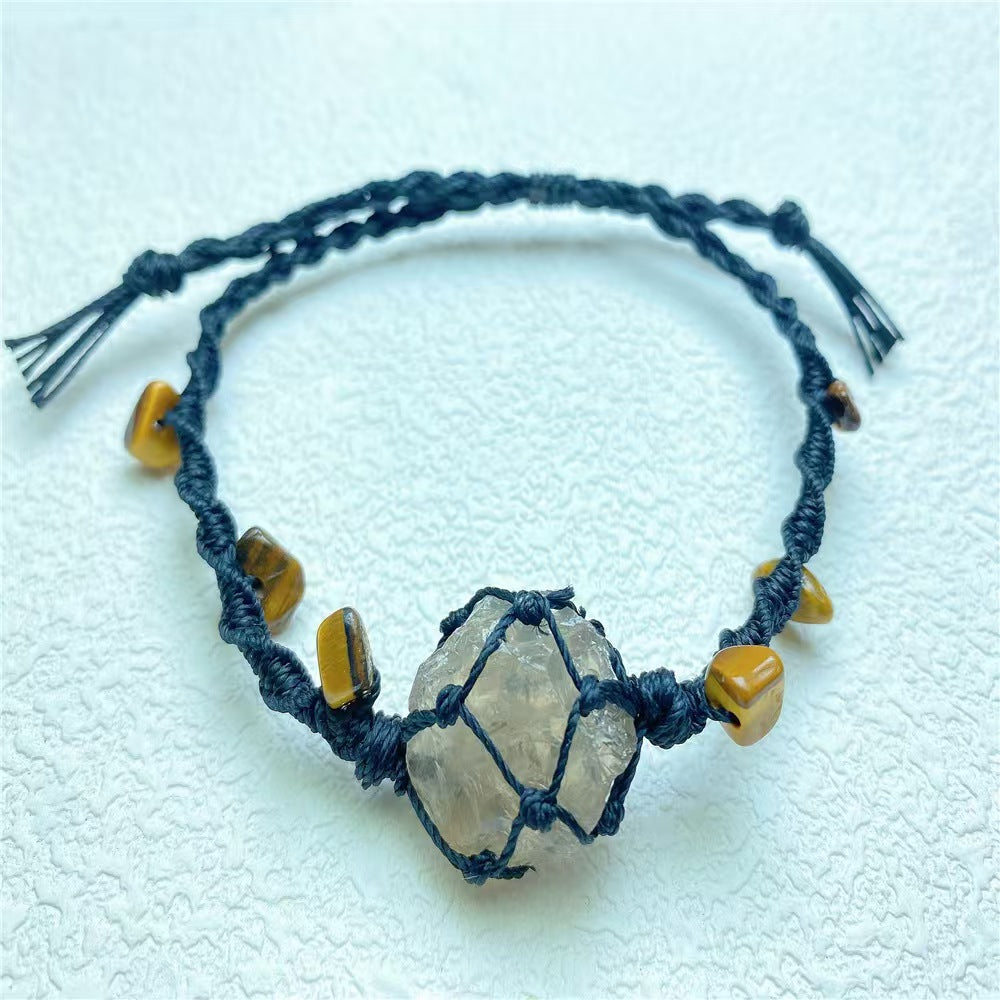 Smoky Quartz Natural crystal raw stone net bag woven bracelet