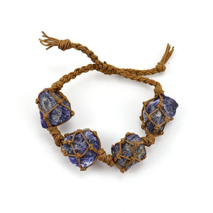 Lapis Lazuli Handmade woven crystal raw stone net bag bracelet