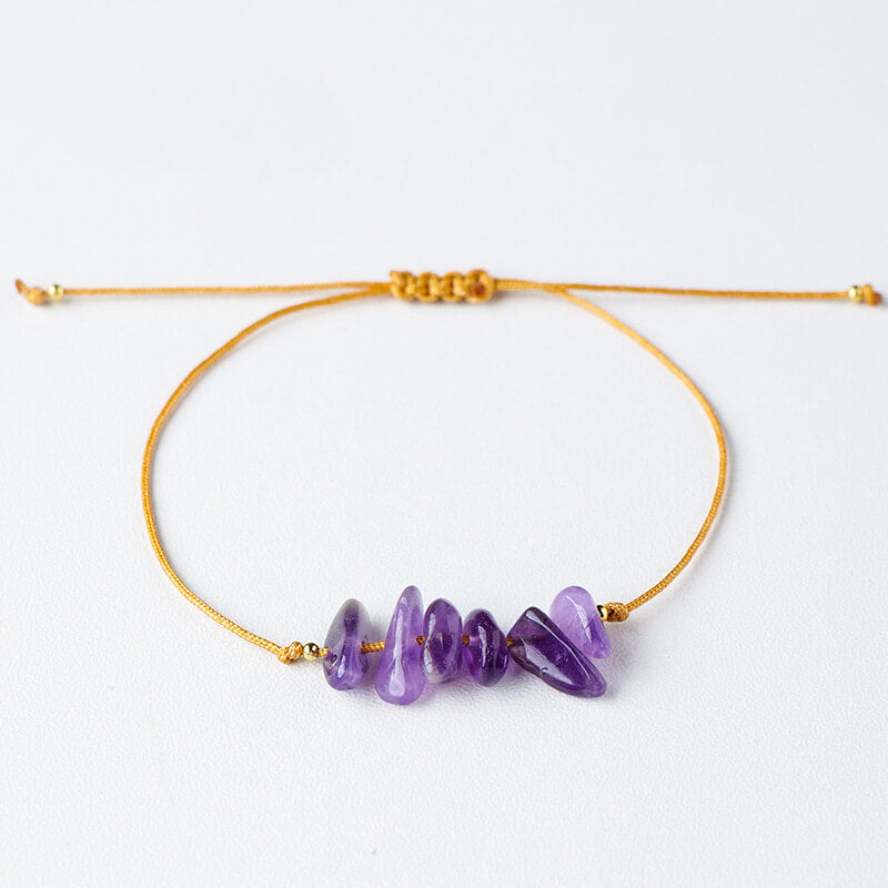 Amethyst Crystal Bracelet Irregular Chips Handmade String