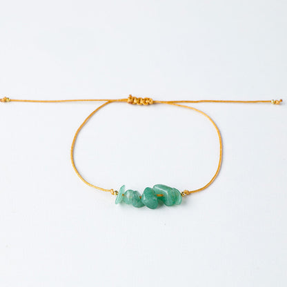 Green Aventurine Crystal Bracelet Irregular Chips Handmade String