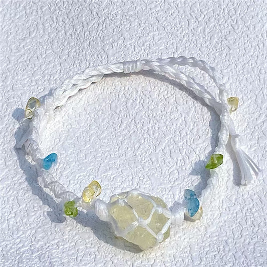 Citrine Natural crystal raw stone net bag woven bracelet