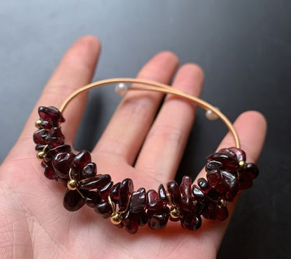 Natural Moonstone Garnet Purple and Pink Agate Bracelet