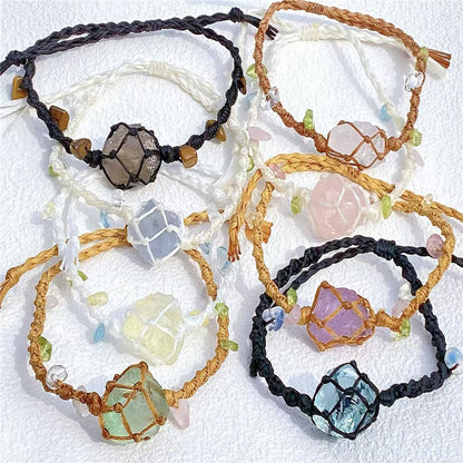 Citrine Natural crystal raw stone net bag woven bracelet