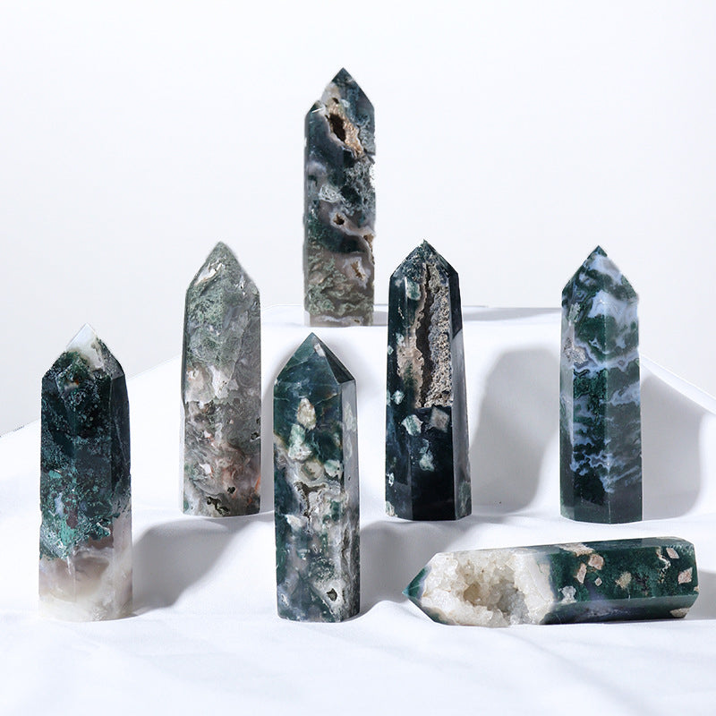 Moss Agate Tower Point Crystal Bulk