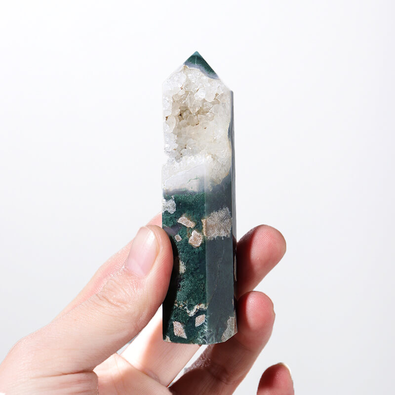 Moss Agate Tower Point Crystal Bulk