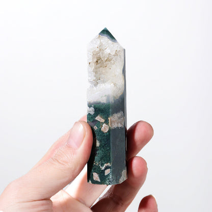 Moss Agate Tower Point Crystal Bulk