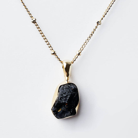 Black Tourmaline Raw Crystal Necklace