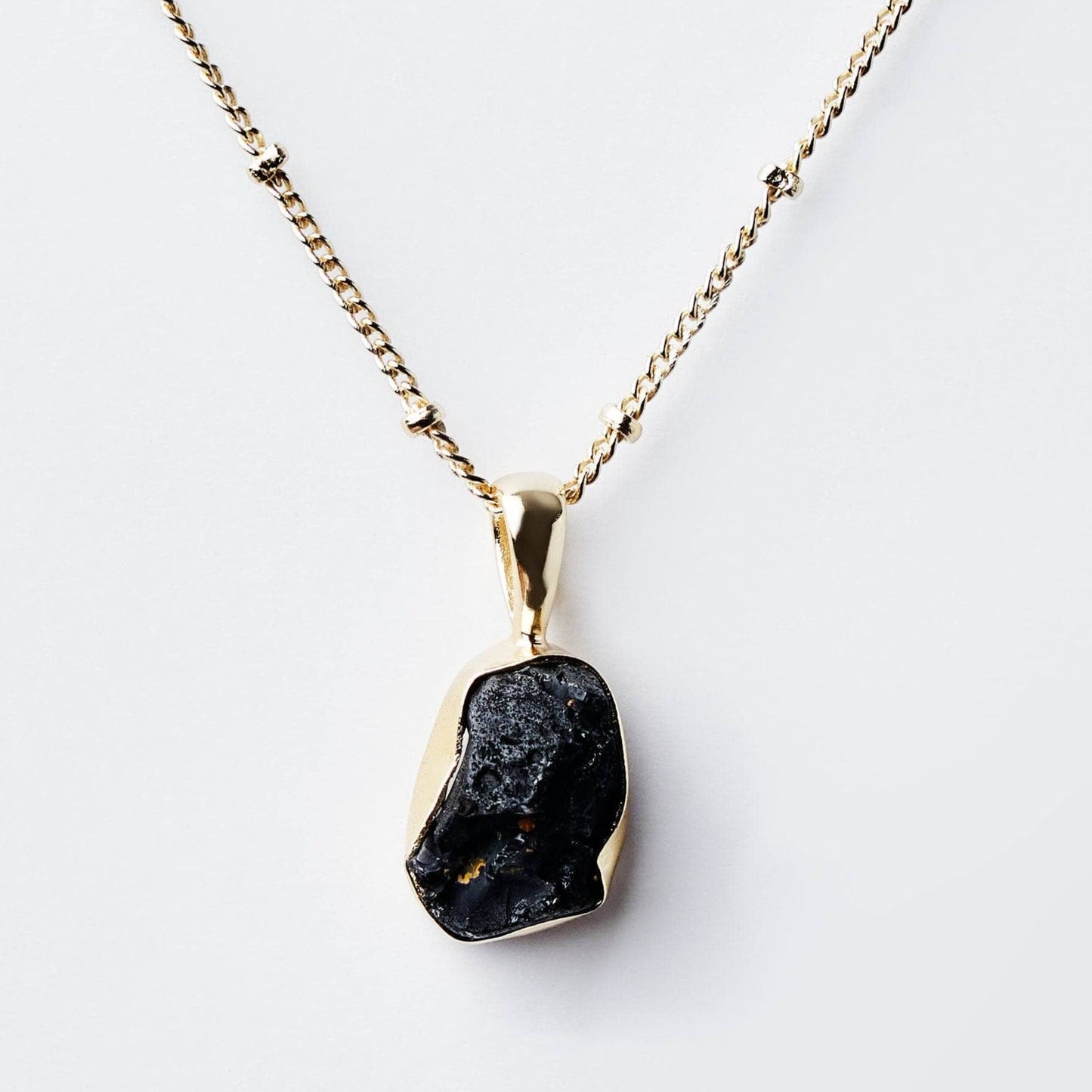 Black Tourmaline Raw Crystal Necklace