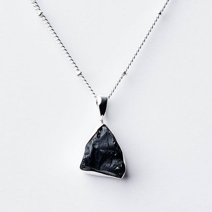 Black Tourmaline Raw Crystal Necklace